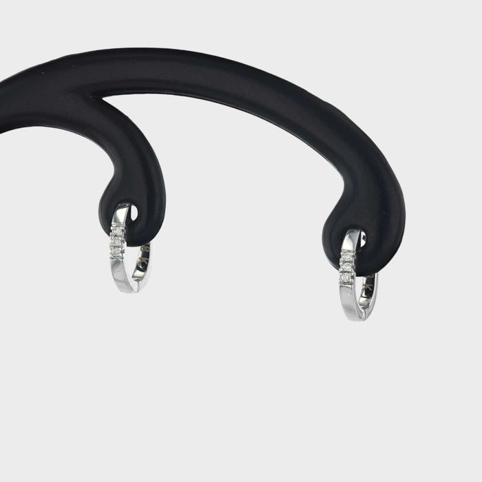 Cercei fetite din aur alb 18k, 1,61 gr., diamante ~ 0,03 ct. cod 8805