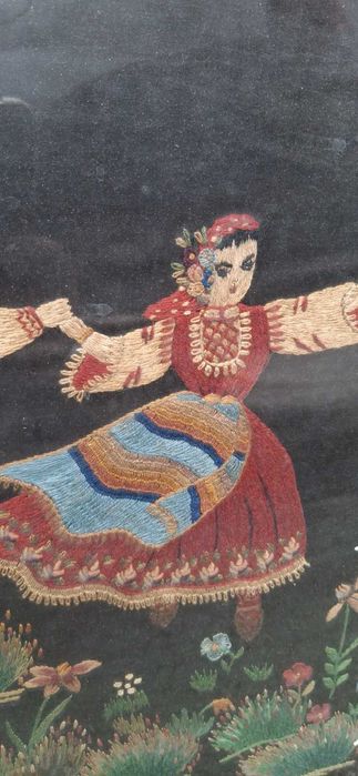 Стара картина с рамка, изтъкана от конци (гоблен)