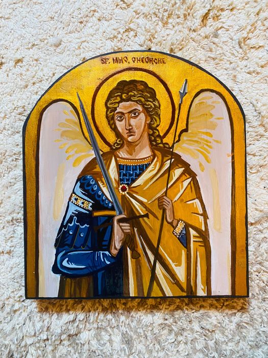 Icoana lemn Sf. Gheorghe - pictată manual