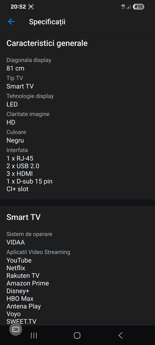 Televizor Smart Star-Light 80 cm HD,