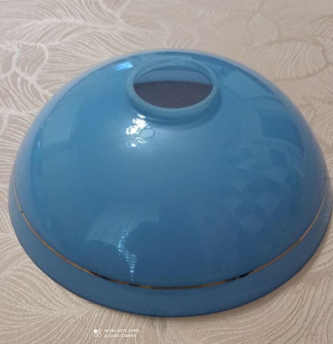 Abajur sticla, albastru cu auriu, E27, fi=22cm, h=8cm