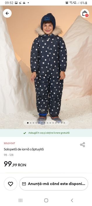 Combinezon/salopeta iarna băiat 110