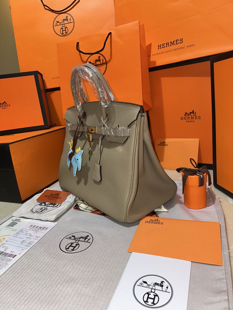 Geanta Hermes Birkin 35cm Gri/Piele naturala 100%/Punga/Cutie Hermes