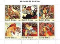 Super timbre colita nestampilata arta pictura Alphonse Mucha
