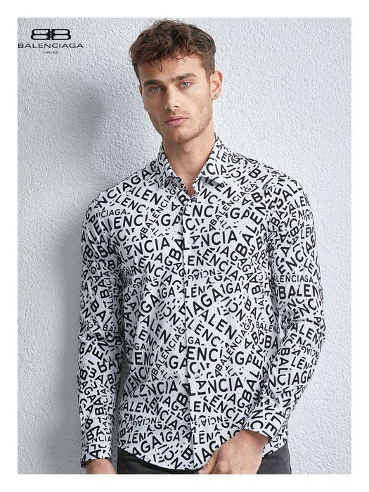 Balenciaga мъжка риза • бял модел със лого • всички размери