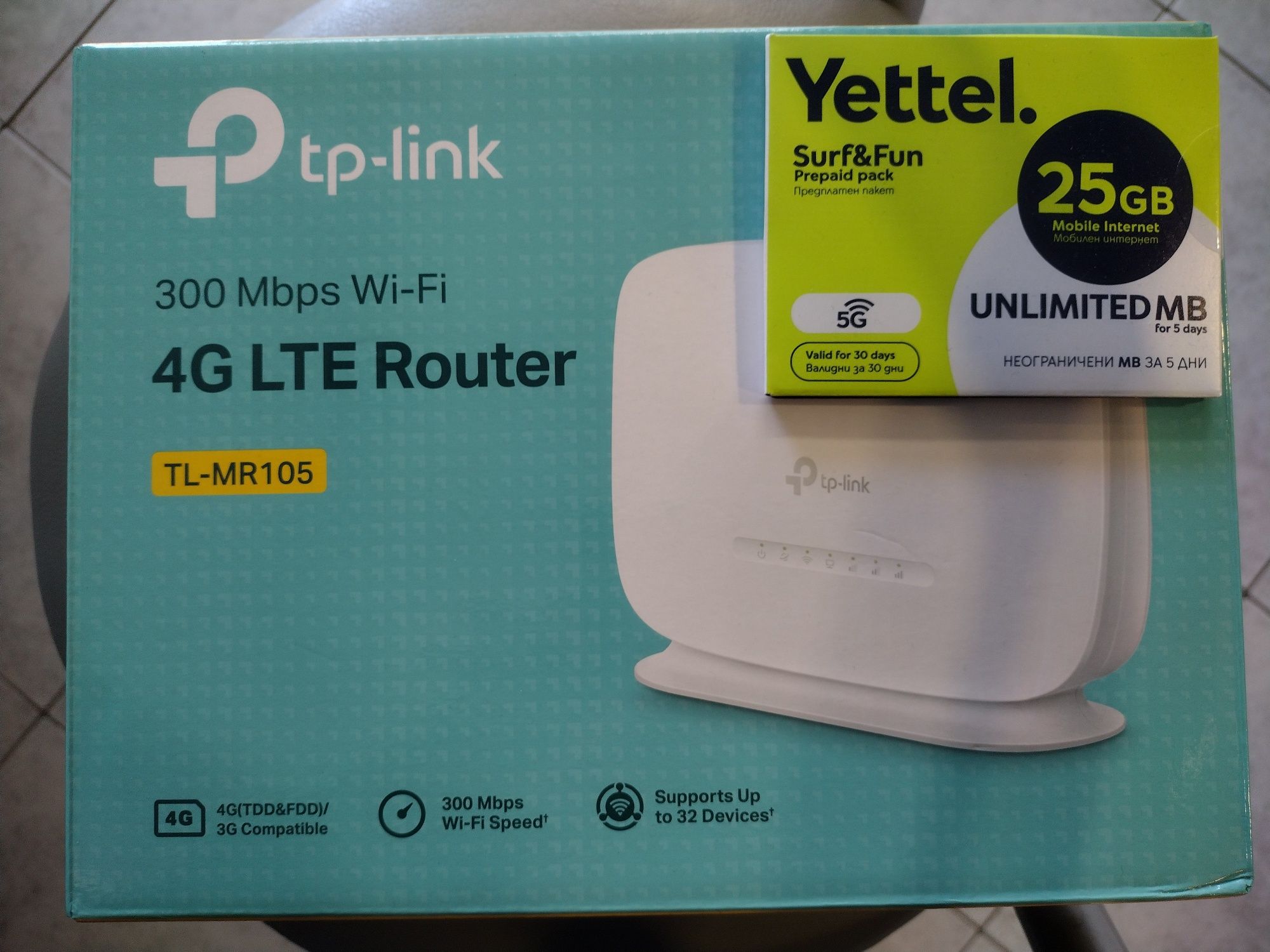 25GB сим TP-Link  WiFi 4G рутер, 4G Cat4 LTE мрежа sim card бисквитка