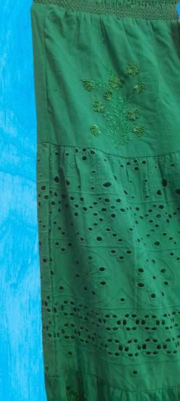 Fusta maxi Zara cu broderie florala si ornamente (scoici si nasturi)