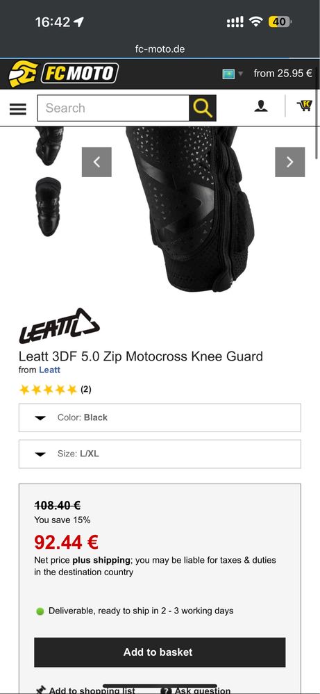 Новые наколенники Leatt 3DF 5.0 Zip Motocross Knee Guard. Размер L/XL