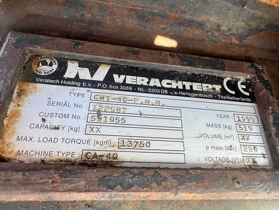 Cupla rapida basculabila Verachtert CWT-40-P   - pt taluzare