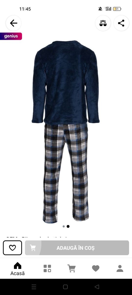 Pijama fleece bleumarin barbati