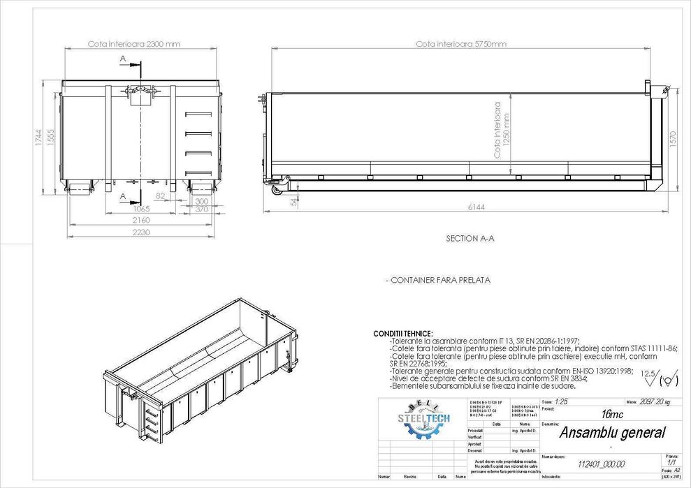Containere Abroll 16 m3 - de mare capacitate - DIRECT PRODUCATOR