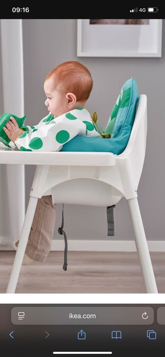 Scaun Ikea Antilop cu tăviță, pernă susținere și husa