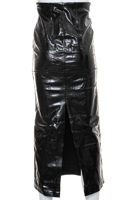 Дълга черна кожена пола тип "молив" с висока талия на "H&M", размер XS