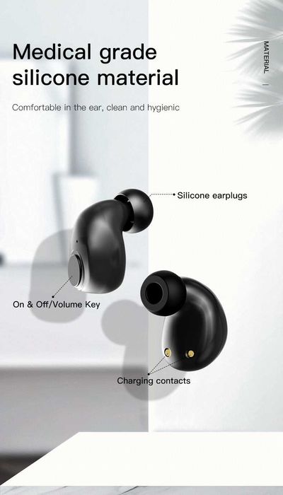 Мини Слухов Апарат Тип Тапи Слушалки Презареждаеми Дискретни