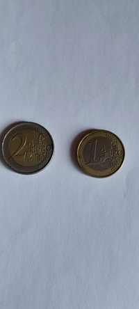 Vând monede de 1  2 euro din 2002 Germania,cel de 2 euro cu inscripție