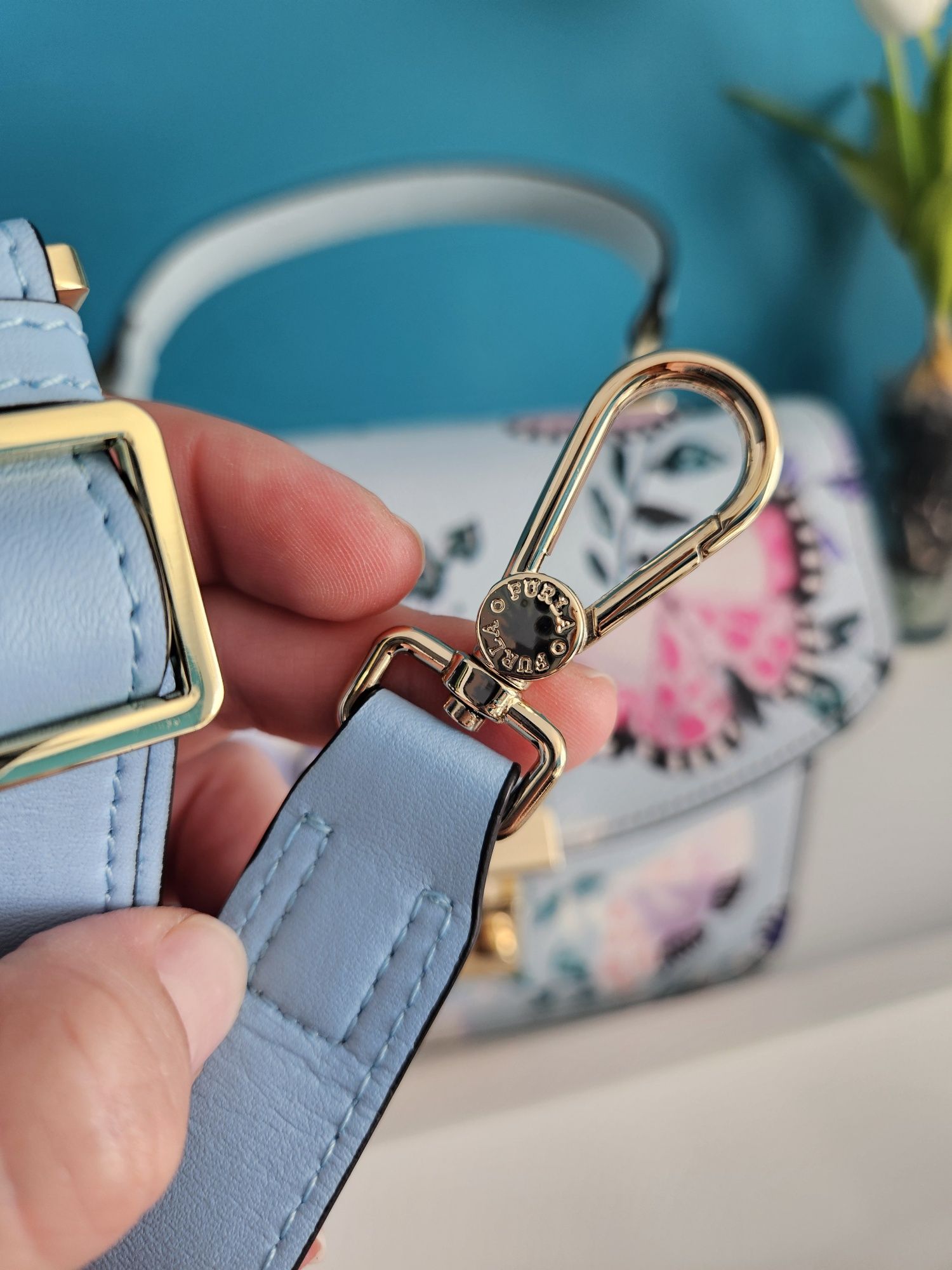 Set Furla Metropolis top handle butterfly print #fiordaliso
