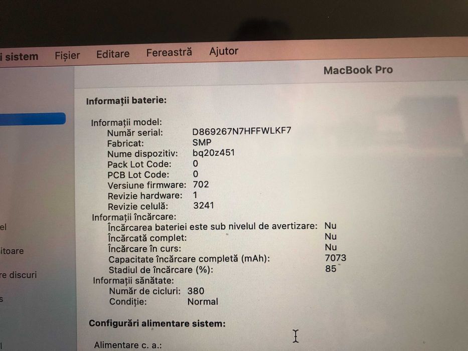 MacBook Pro 15, 2015 Retina, 2,5 GHz i7, 16 GB,SSD 500 GB,stare f buna