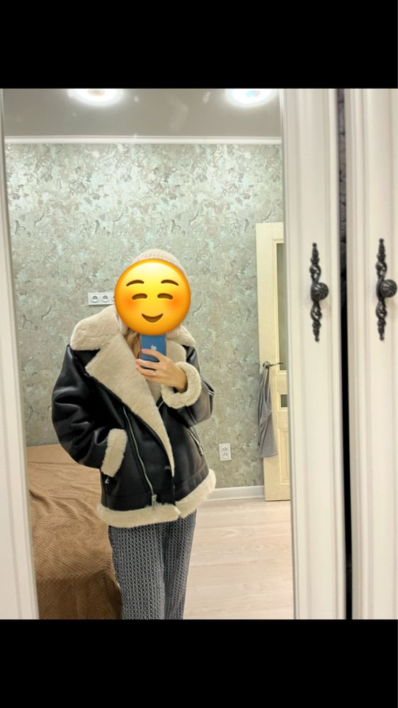 Дубленка mango черного цвета