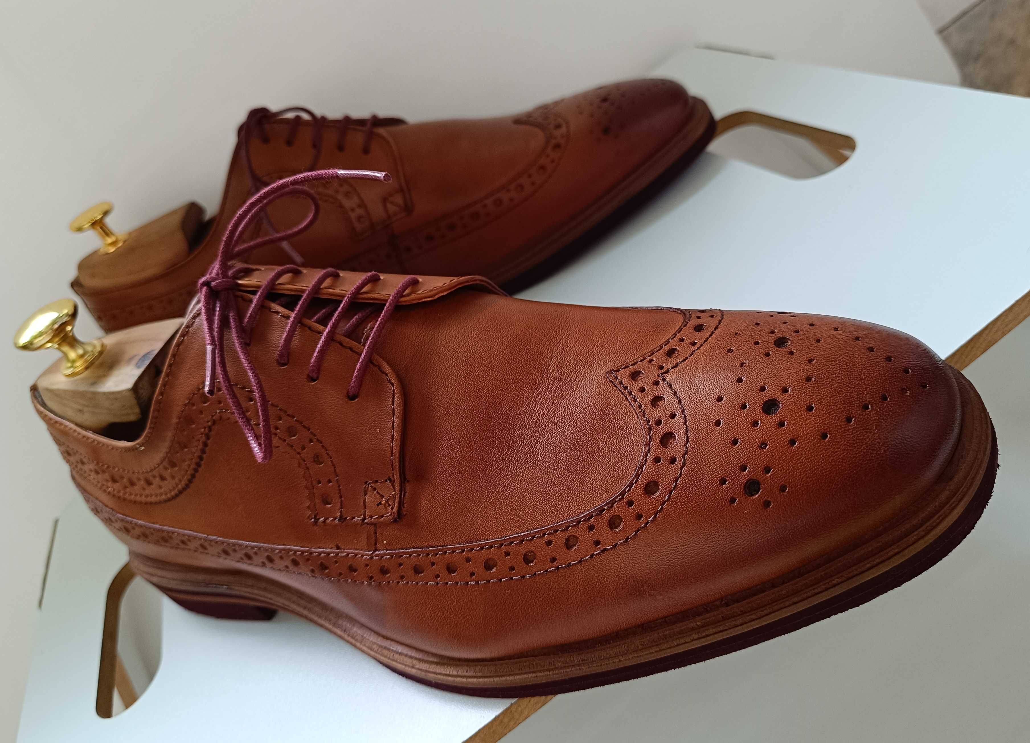 Pantofi derby 43 brogue ASOS NOU piele naturala moale