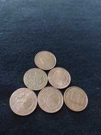 Monede de 1 euro cent din 2002 și 2001.1 000 lei.