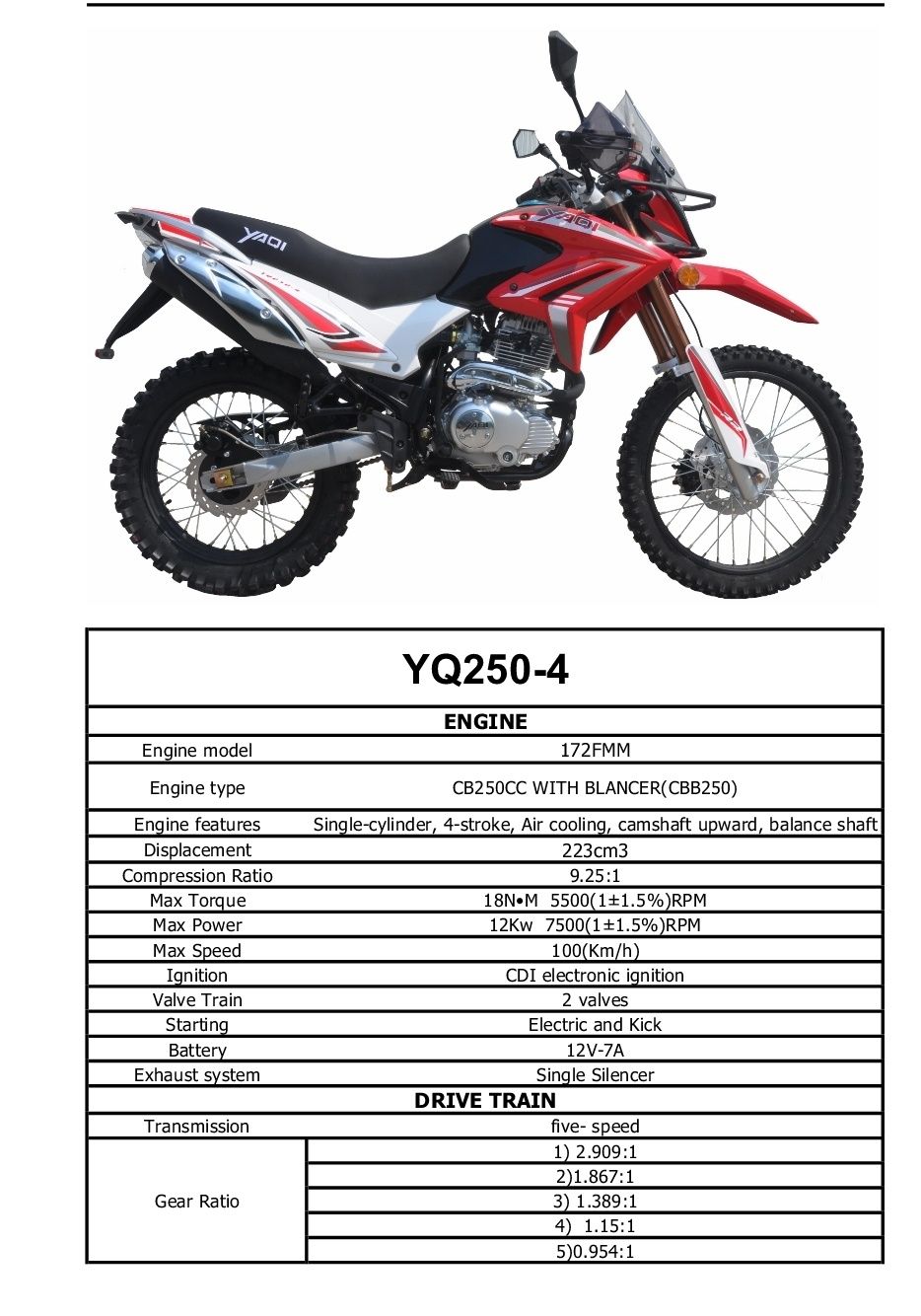 Мотоцикл YAQI  250cc