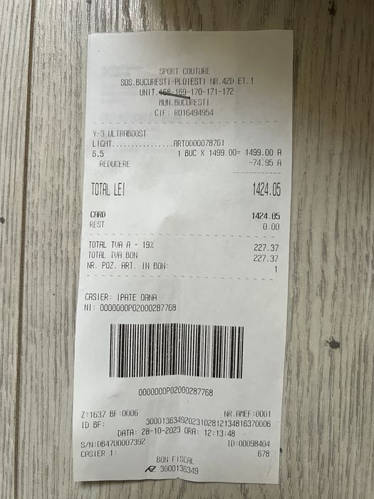 Y3 Yohji Yamamoto Ultraboost Light marime 40 pachet complet