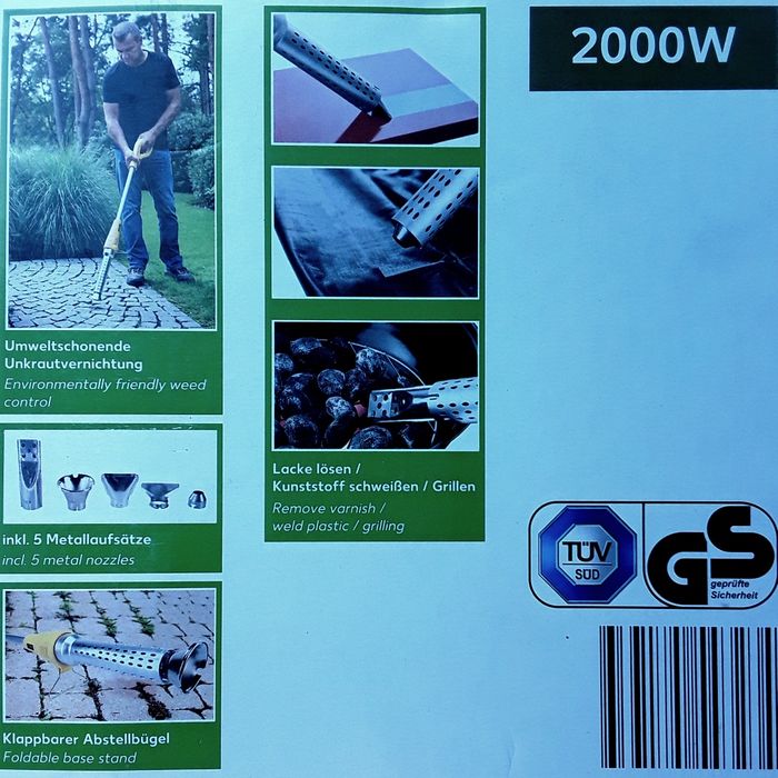 Arzător electric de buruieni cu aer fierbinte 2000 W 650°C - 120 Lei