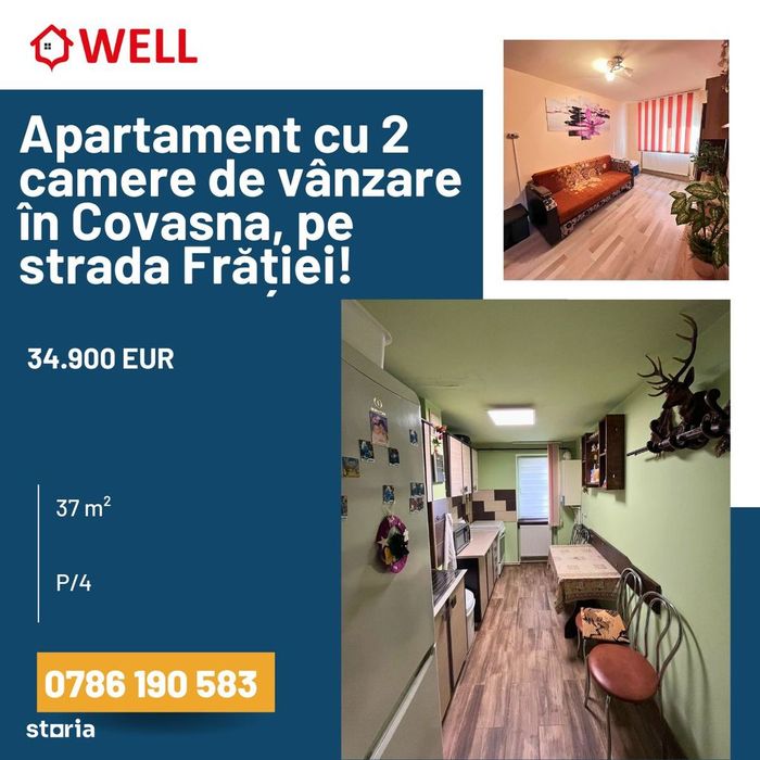Apartament cu 2 camere de vânzare în Covasna, pe strada Frăției!
