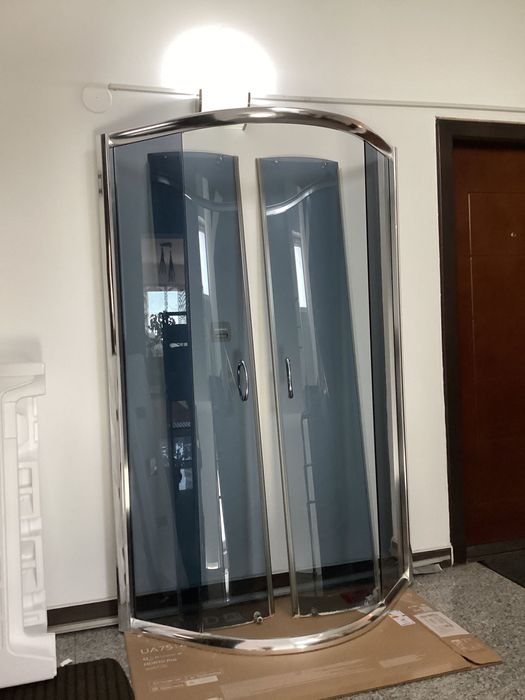 Cabina dus semirotunda 90x90x185 sticla securizata fumurie profil crom