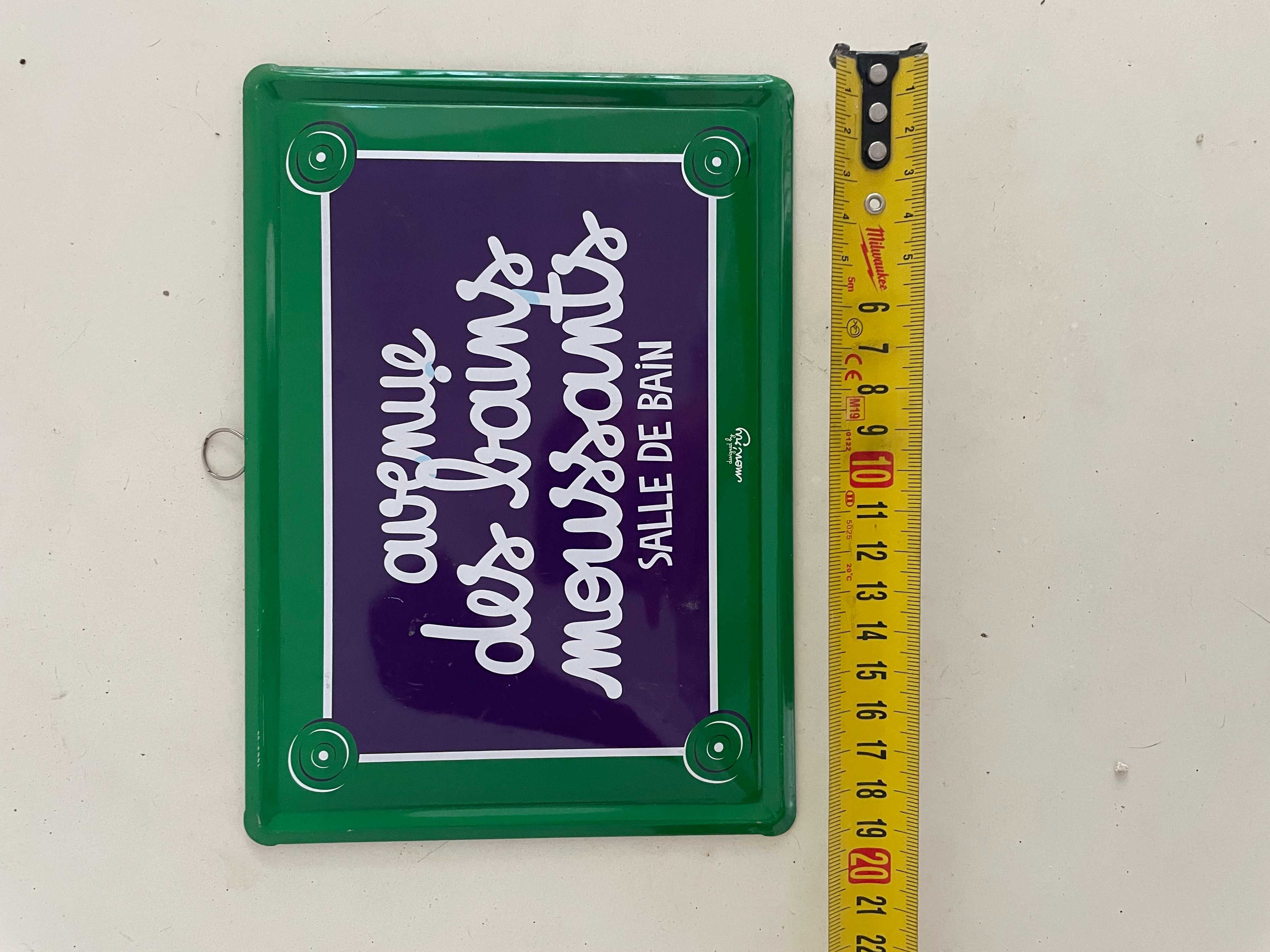 placa pt usa baie decorativa metalica email montaj pe usa lb franceza
