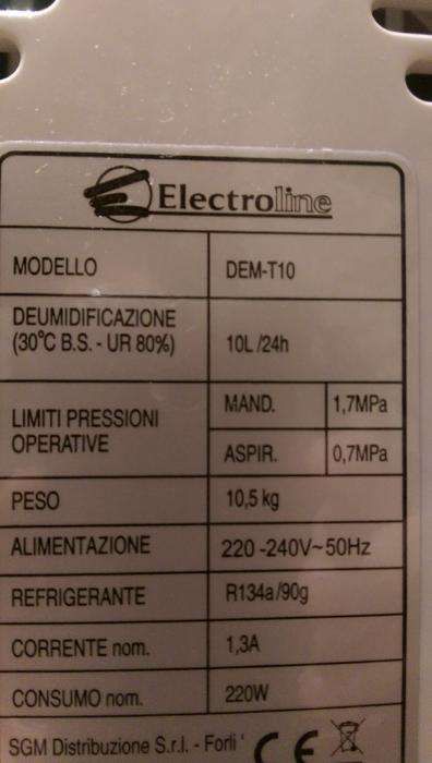 Dezumidificator electroline dem-t10, 10litri |24h (italia)