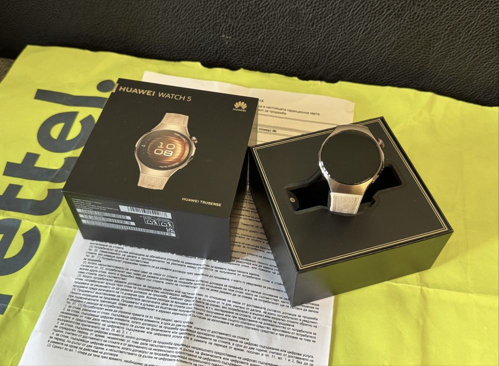 КАТО НОВ 42mm Huawei Watch 5 Yettel Гаранция 2027 г. Gold Beige