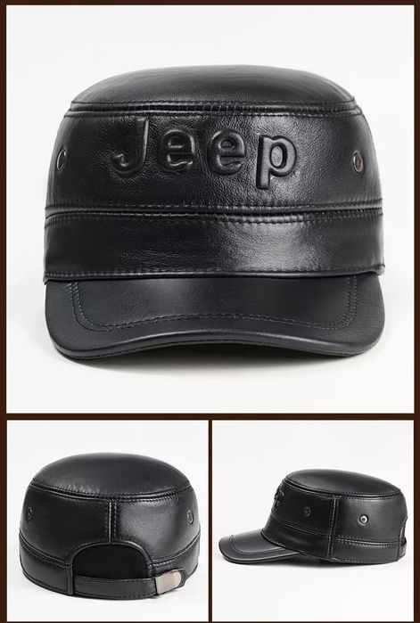 мужская кепка Jeep  из 100% натуральной кожи шапка мужской кажанная