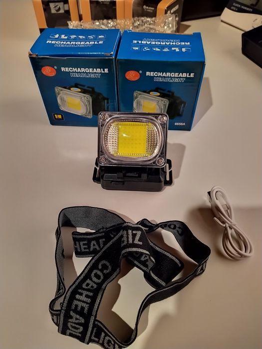 Lanterna reincarcabila de cap cu Led Cob Mare 2.5 cm Lumina Alba 5W