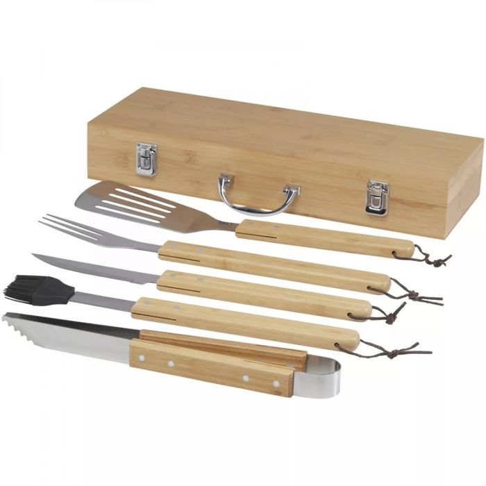 Set 5 ustensile gratar, Seasons, 22FEB1476, 46x7.4x16.2 cm,Otel bambus