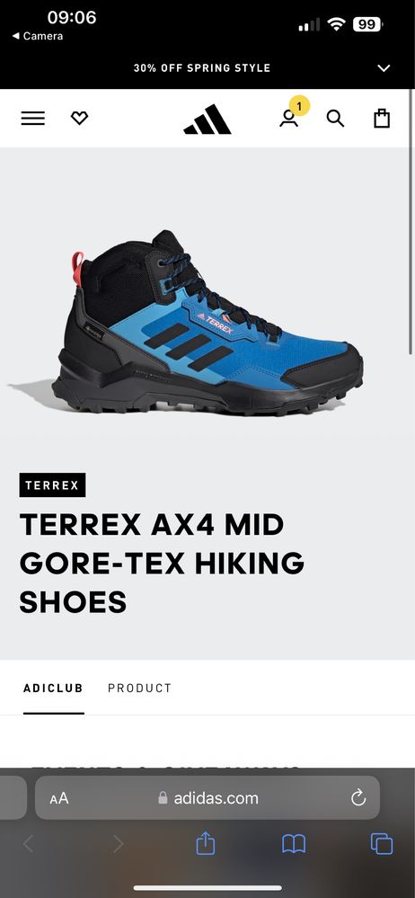 Adidas terrex goretex ax4mid 44