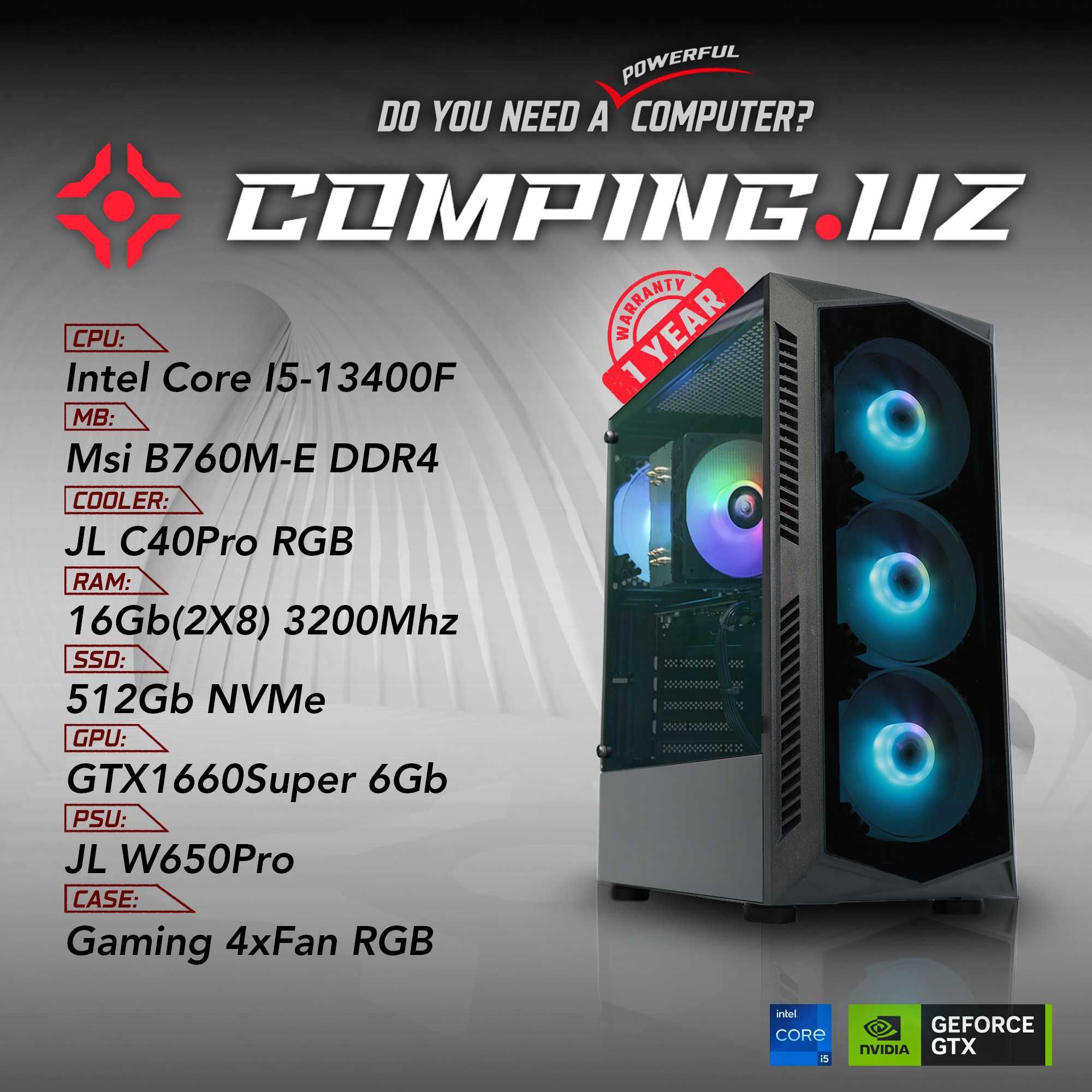 (NEW) 13400F/B760M/16Gb/512Gb/GTX1660Super