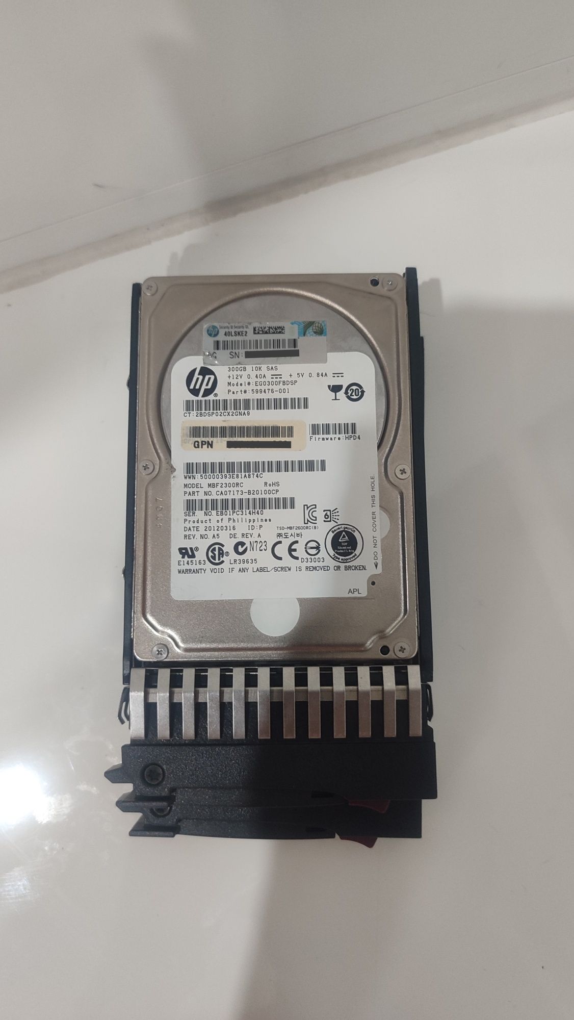 SSD HP 300GB 10K SAS (EG0300FBDSP) –, серверный диск