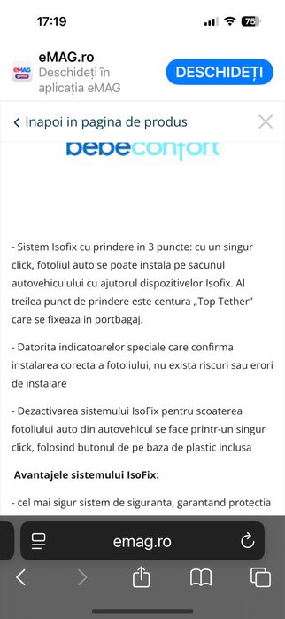 Scaun auto bebe confort ca si Nou de la 9 luni pana la 4 ani 9-18 kg