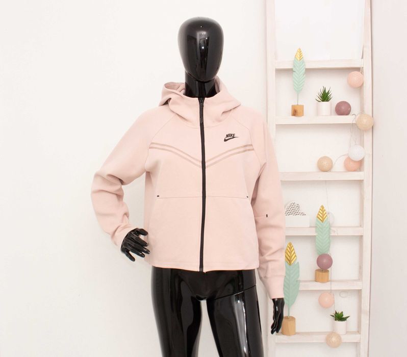 Nike Tech Fleece оригинален суичър розов худи горница с качулка S