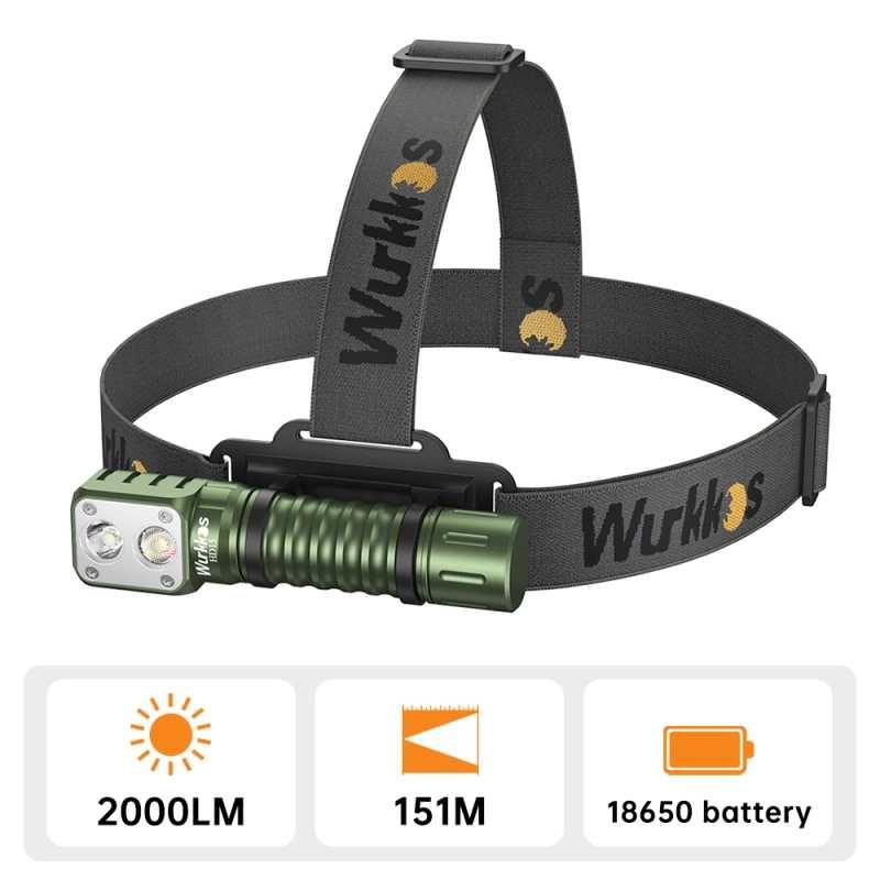 Lanterna frontala LED WURKKOS HD15 2000 lumeni
