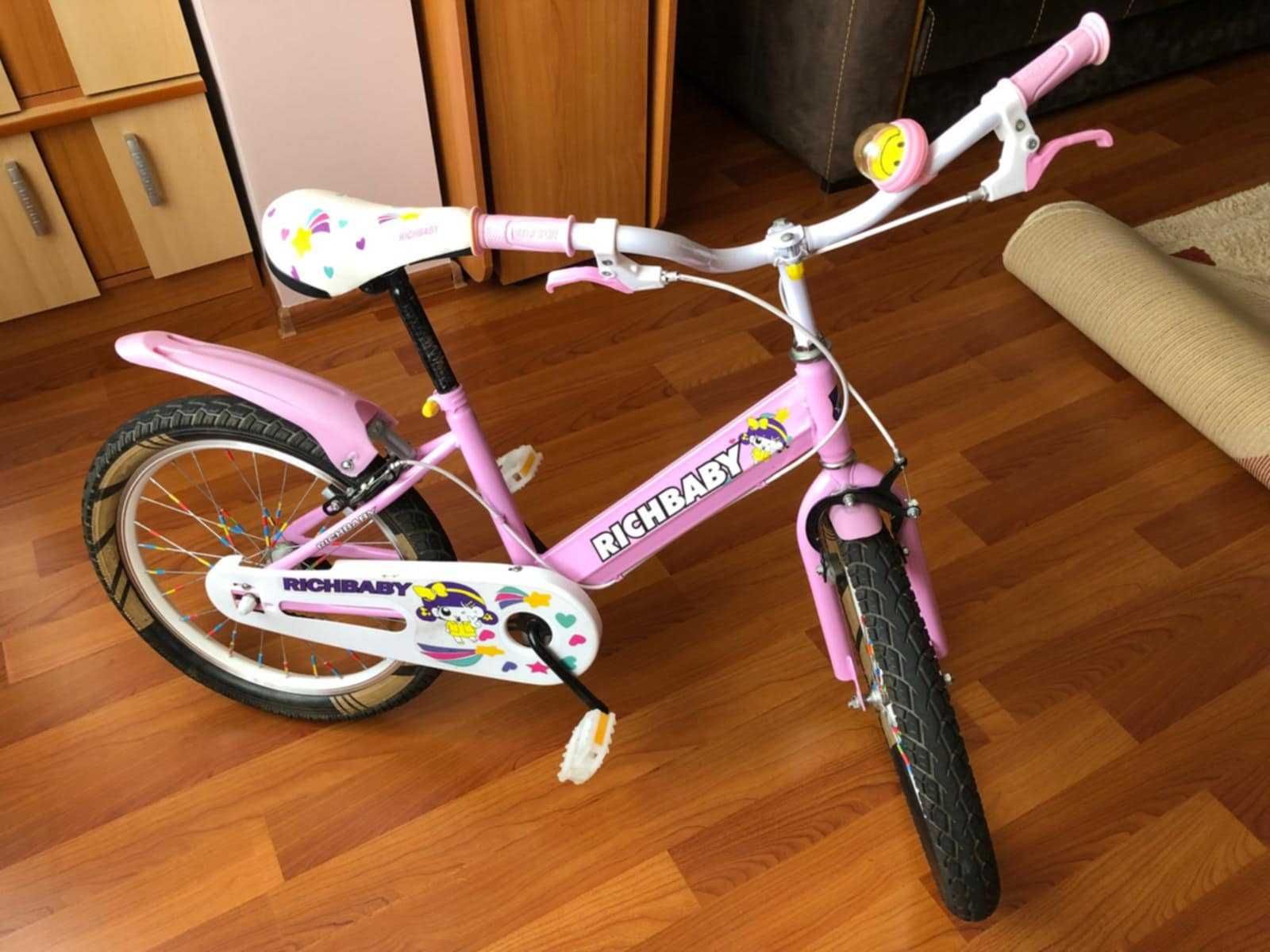 Bicicleta pentru copii Rich Baby, 20 inch, fucsia/ alb