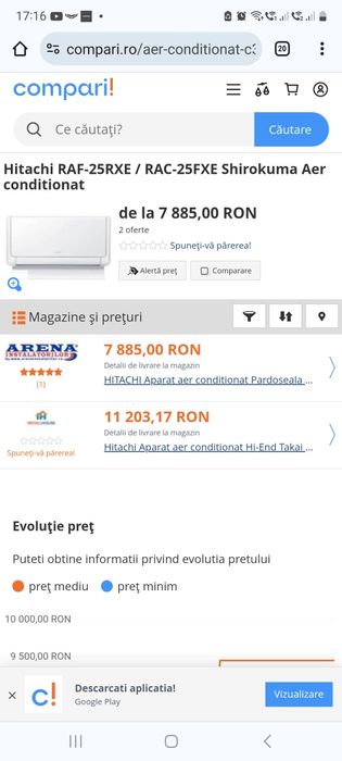 Aer condiționat-tip calorifere Hitachi