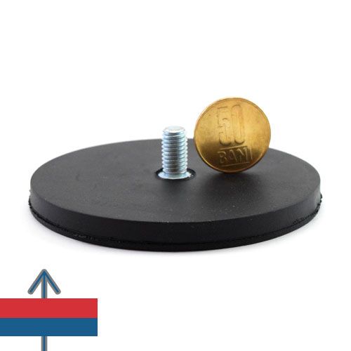 Magnet oala cauciucat Neodim D 88mm filet exterior forta 50kg