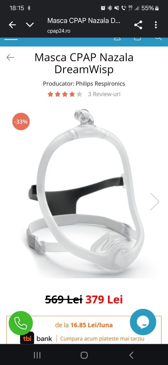 Masca CPAP Nazala Philips DreamWisp