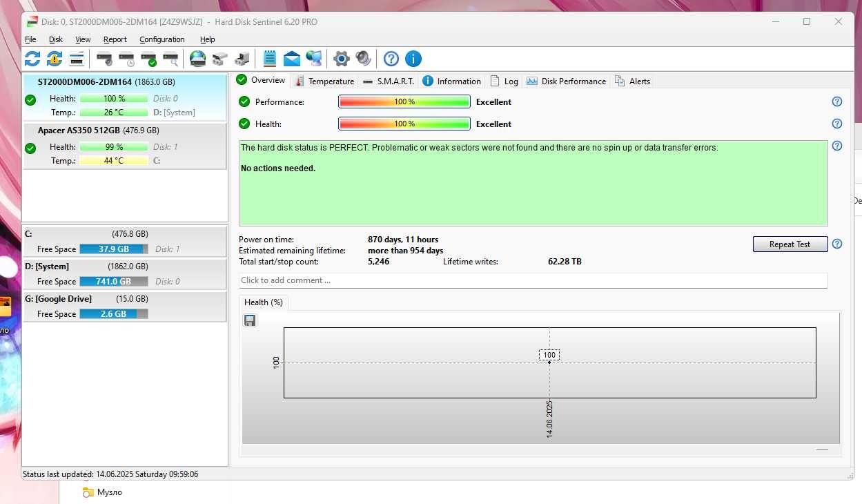 Жесткий диск 2 ТБ Seagate Barracuda 2 TB Состояние 100%