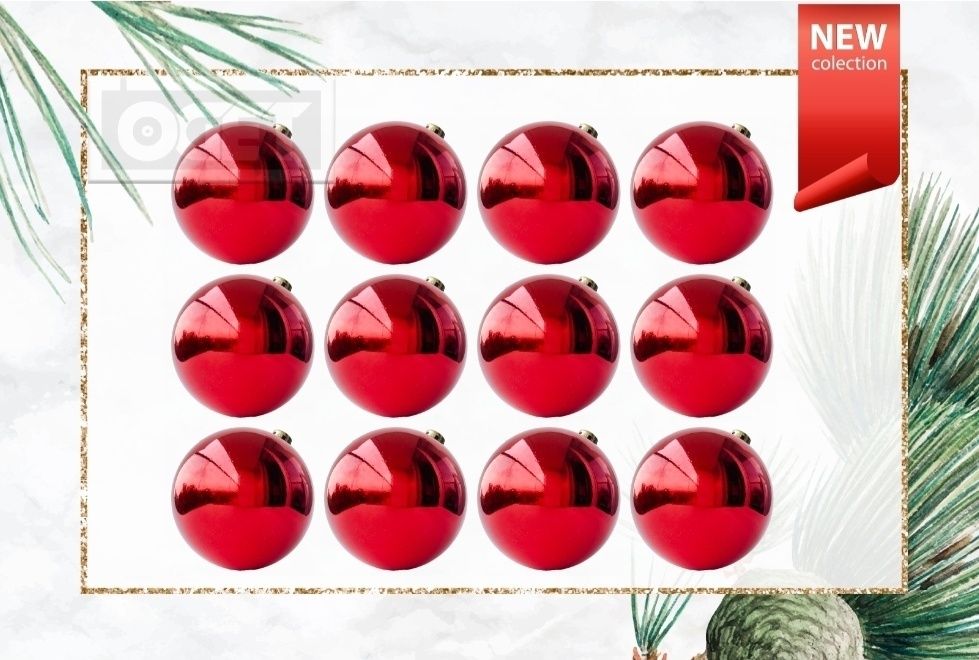 Набор новогодних шаров OGET Red Glassy, красный, диаметр 40 мм, пласти