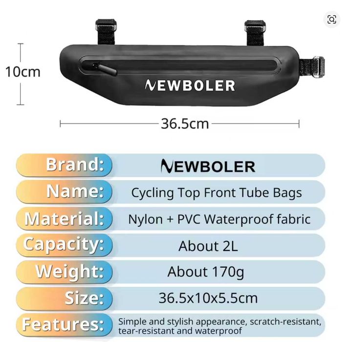 Geantă bicicletă NEWBOLER – Top Tube Bag, rezistentă și impermeabilă