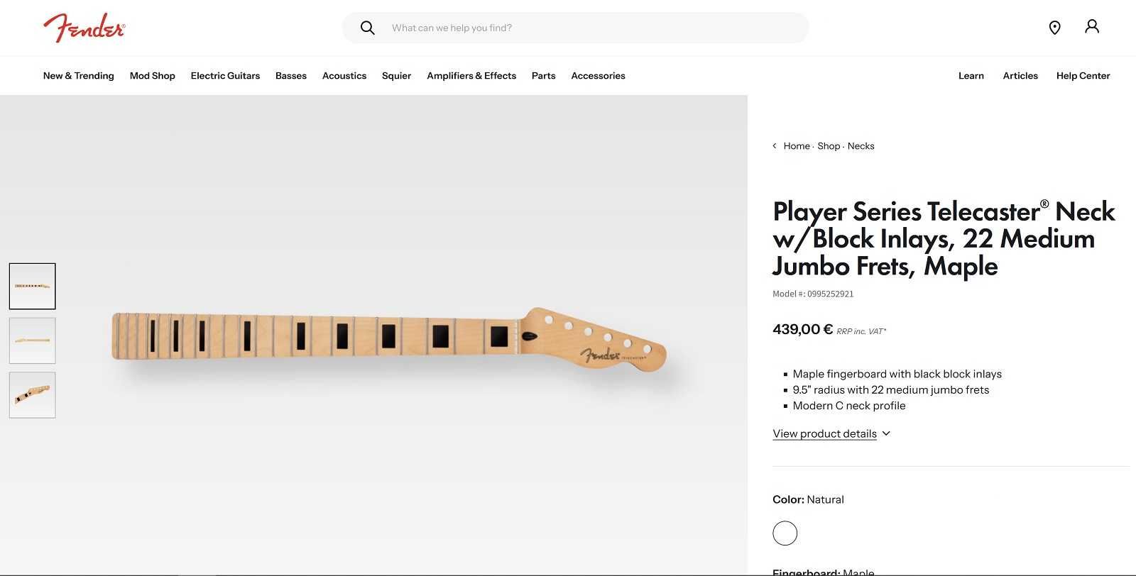 Нов гриф Fender Player Series Telecaster Neck