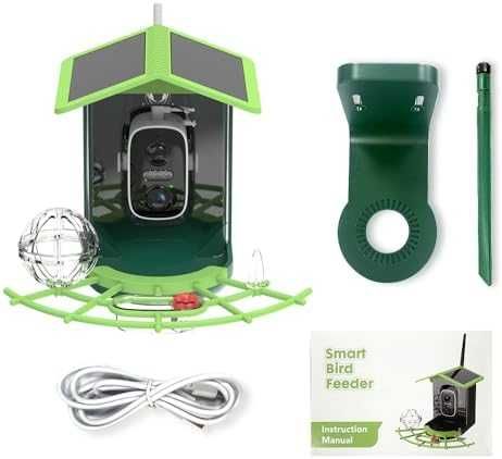 Нова Соларна камера хранилка за птици 4MP WiFi AI нощно виждане за дом